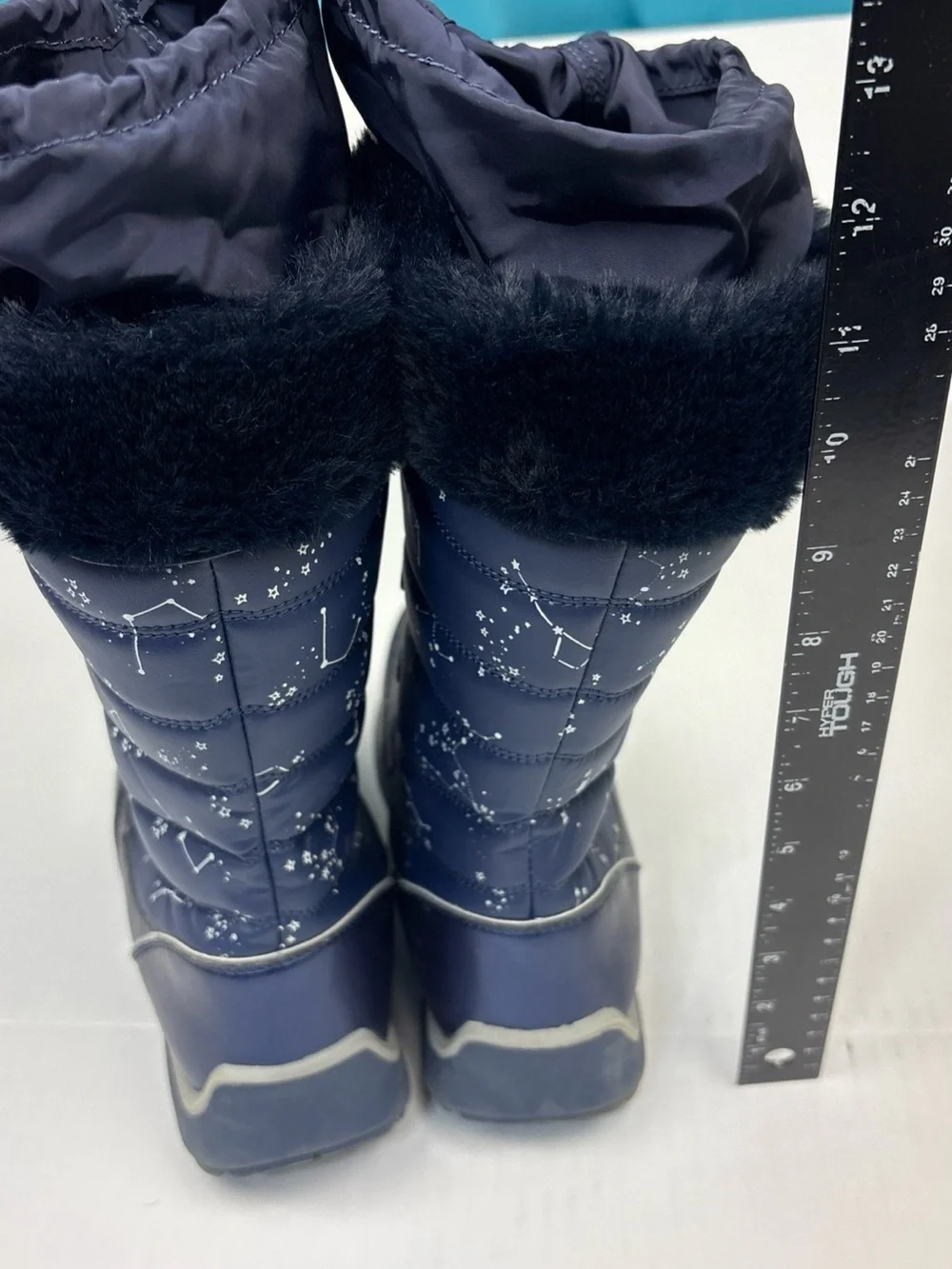 Lands End Big Girls Size 7 Boots Snow Rain Navy Blue Starry Night Constellation